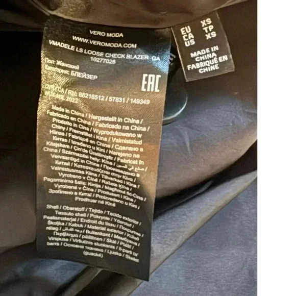 NEW Vero Moda Women's XS Harper LS Loose Houndstooth Blazer Black/White Long NWT - Picture 8 of 9